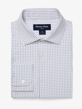 Mizzen+Main “NEW” Leeward Long Sleeve White Dress Shirt with Windowpane